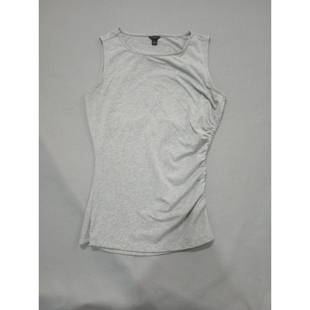 Ann Taylor Petite MP Light Heather Gray Sleeveless Ruched Side Tank Top